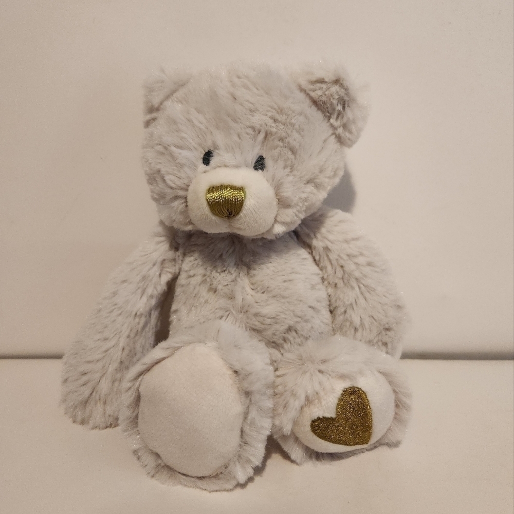 6” Demdaco Brave Green Embroidery Grey Bear Plush Stuffed Animal